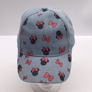 Disney Girls Light Blue Denim Minnie Mouse Bow Print Baseball Cap